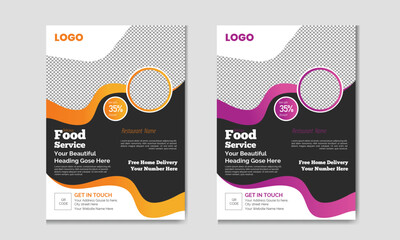 Modern and minimalist A4 size food flyer restaurant Vector template design. Marketing social media post. multiple food new menu design with clean and professional print abstract food flyer.  	