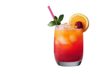 Colorful cocktail drinking and splashing action cutout background refreshing beverage bright environment vibrant concept