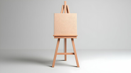 Empty Wooden Easel Against White Background