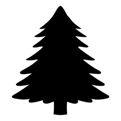 Obraz premium Silhouette of a classic Christmas tree with layered branches in simple design