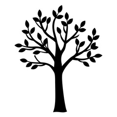 Obraz premium plum tree silhouettes - black plum tree, isolated transparent background