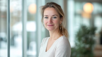 A Smiling Woman with Blonde Hair Posing for the Camera