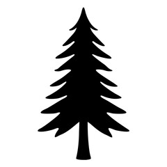 Silhouette of a simple Christmas tree or evergreen tree with soft branches