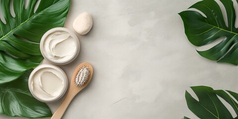 Luxurious skincare products for foot care are arranged with natural elements, showcasing a serene ambiance ideal for pampering well-groomed feet