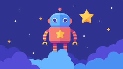 Star Collecting Robot in a Dreamy Sky