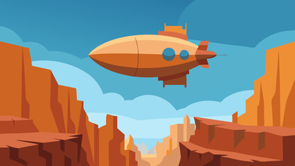 Steampunk Airship Above a Canyon