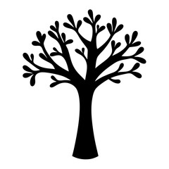Obraz premium Minimalist black and white tree illustration with branching pattern and unique shape