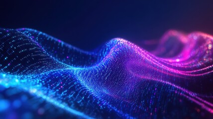 Vibrant abstract waves of neon lights creating a futuristic concept for digital art or technology. Big Data Analysis