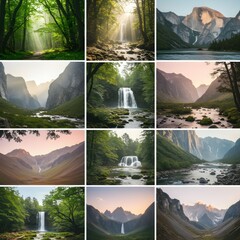 Majestic Waterfall Landscapes.