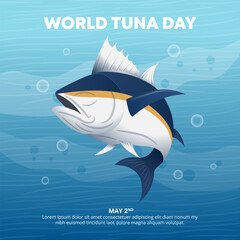 World Tuna Day design with a tuna in the water