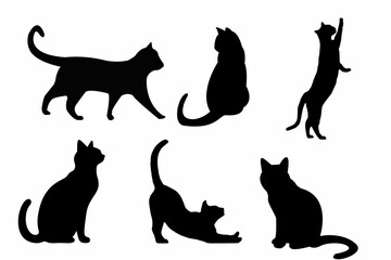 Collection of black cat silhouettes