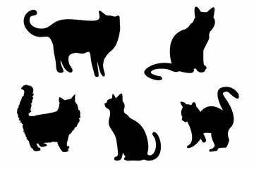 Set of black cat silhouettes