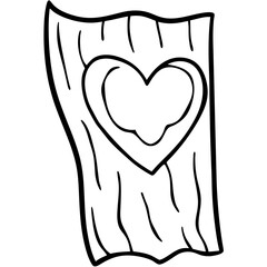 Tree Trunk with Engraved Heart Outline Design