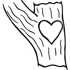 Tree Trunk with Engraved Heart Outline Design
