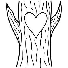 Tree Trunk with Engraved Heart Outline Design