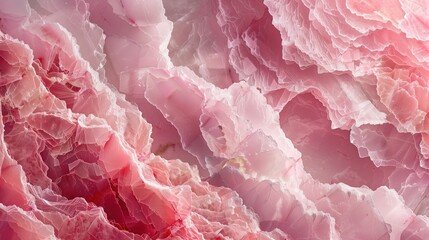 Close-up of pink mineral crystal with layered, translucent structure, ideal for geology, natural patterns, or wellness visuals.

