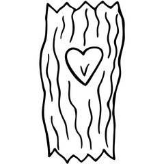 Tree Trunk with Engraved Heart Outline Design