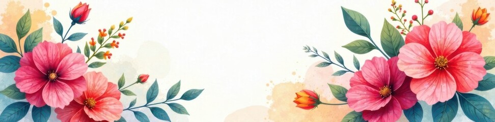 Vibrant floral watercolor background for business cards , artistic templates, modern stationery