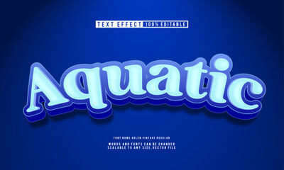 Editable text effect with aquatic blue style on background.