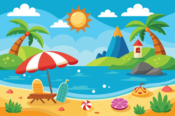 Obraz premium Summer cartoon background illustration