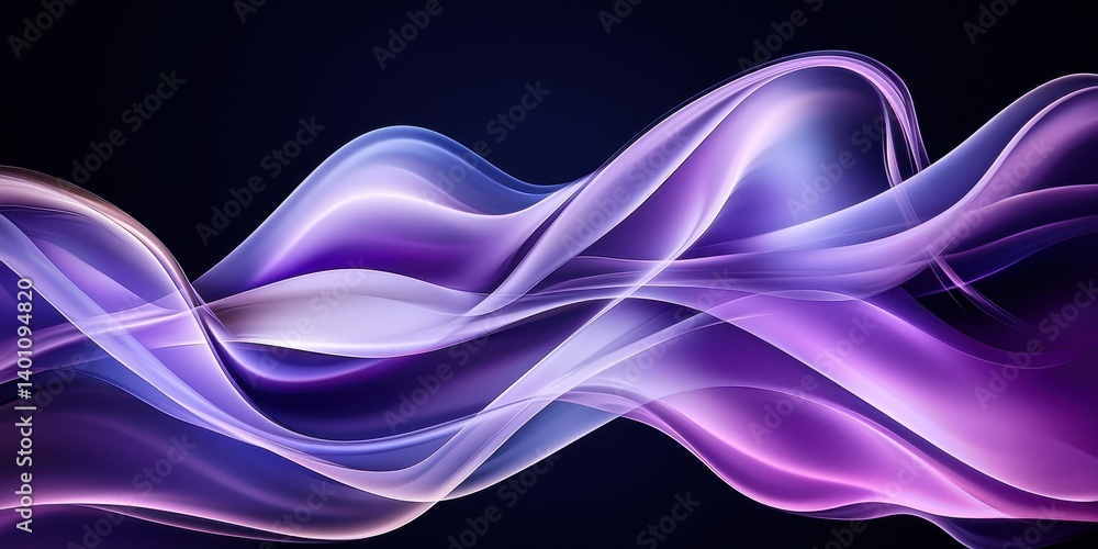 Poster elegant purple and white waves flow gracefully across a dark backdrop, creating a smooth and dynamic