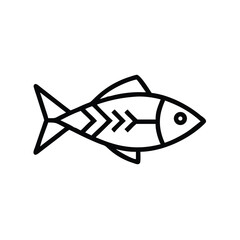 Simple Fish Skeleton Icon In Black Line Art Style For Seafood Or Restaurant Design Element