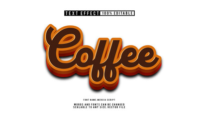 3D coffee text effect with editable stylish design.