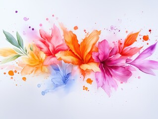 Watercolor Flowers: Colorful floral arrangement with delicate petals and a vibrant, artistic touch.