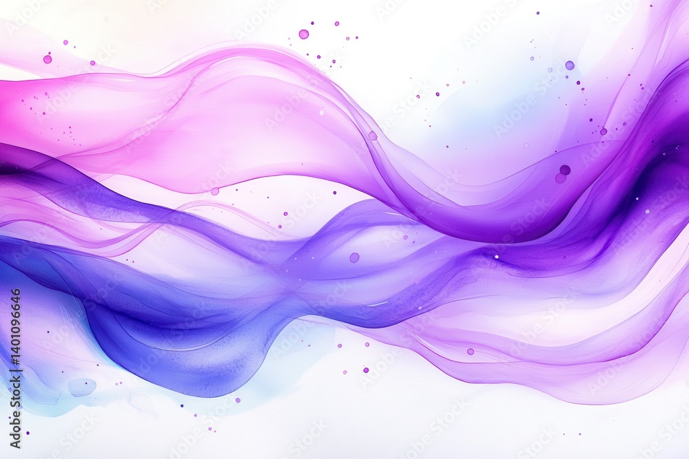 Poster flowing purple and pink hues creating an ethereal and calming abstract background with fluid waves.