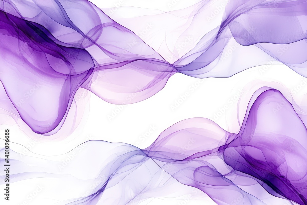 Poster fluid purple abstract art with wave-like forms creates a visually calming and modern artistic design