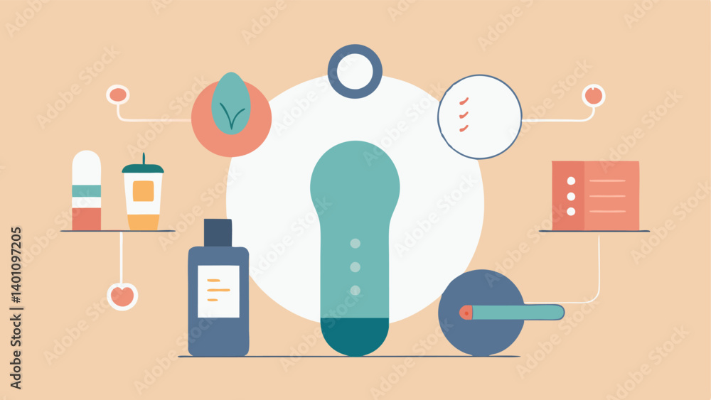 Poster instructional guide a flat lay illustration of the massager surrounded by a simple instructional gui