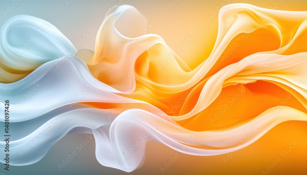 Aufkleber abstract flowing shapes in a gradient of blue, white, and orange create a sense of movement and flui