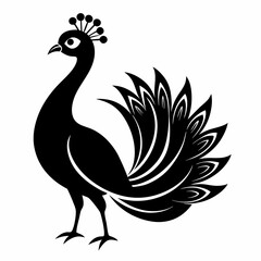 Minimalist Black Peacock Silhouette Illustration