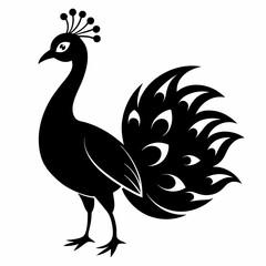 Fototapeta premium Minimalist Black Peacock Silhouette Illustration