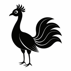Minimalist Black Peacock Silhouette Illustration