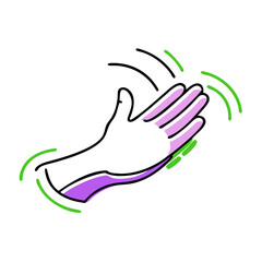 Hand waving in motion with colorful abstract lines  