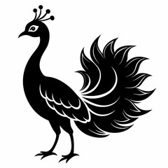 Minimalist Black Peacock Silhouette Illustration