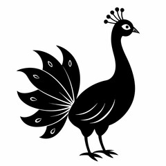 Minimalist Black Peacock Silhouette Illustration