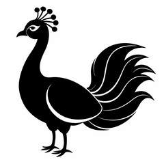 Minimalist Black Peacock Silhouette Illustration