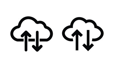 Cloud upload and download vector icon with gradient color. Cloud icon symbol with up and down arrows
