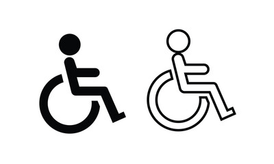 Disabled Handicap Icon set. Symbol isolated white background. vector illustration. color editable