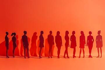 Diverse Women Silhouettes in a Row Unity and Success