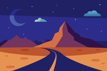 Obraz premium night landscape with moon and stars