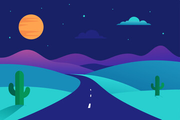Fototapeta premium landscape with moon and stars