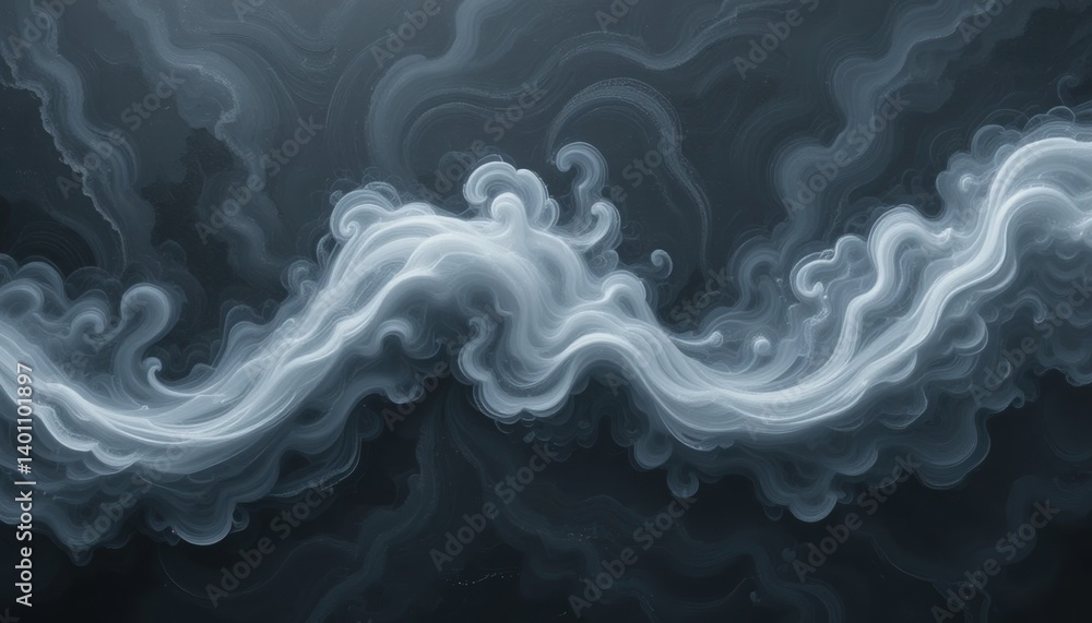 Poster ethereal smoke patterns abstract art digital illustration dark background close-up view visual dynam