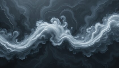 Fototapeta premium Ethereal smoke patterns abstract art digital illustration dark background close-up view visual dynamics for contemporary artwork