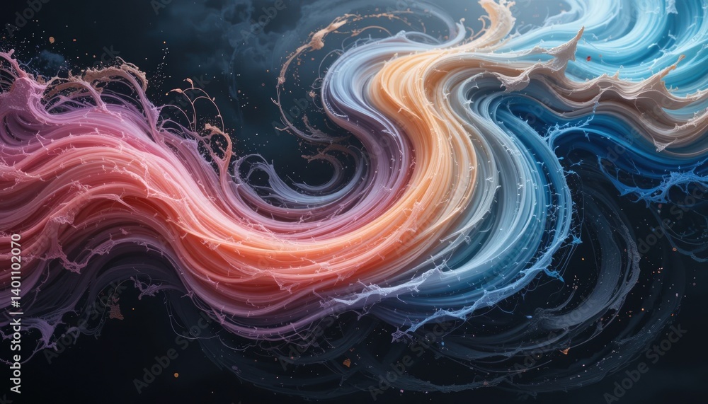 Poster dynamic flow of colorful waves abstract art digital canvas vibrant environment artistic perspective 
