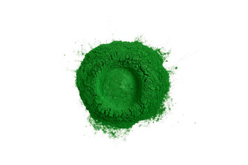 green powder pile with imprint isolated on white or transparent png