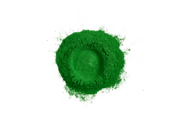 green powder pile with imprint isolated on white or transparent png