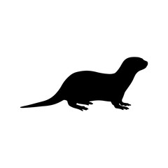 Otter silhouette vector flat illustration design.